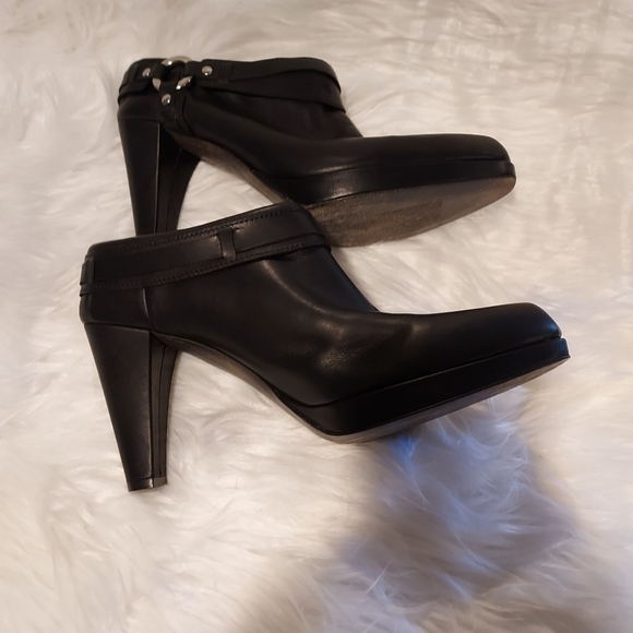 Frye Katie Heel Leather Cowgirl Western Black Ankle Booties boots sz 10M - Picture 8 of 14